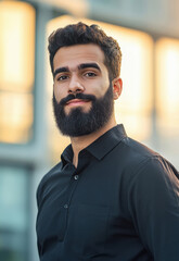 Wall Mural - Young handsome beard man standing confidently