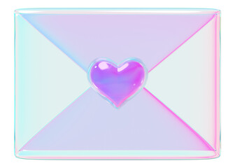 Sticker - Iridescent love letter png, 3D Valentine's illustration, transparent background