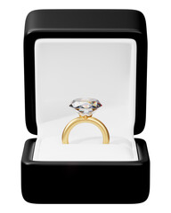 Poster - Black engagement ring box png 3D illustration, transparent background