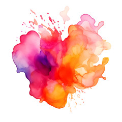 Vibrant Watercolor Blob with Fluid and Dynamic Brushstrokes on White Background