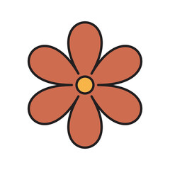 Poster - Brown flower png, retro illustration, transparent background