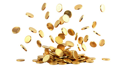 Golden coins of wealth scatter like autumn leaves, a cascading harvest of financial growth