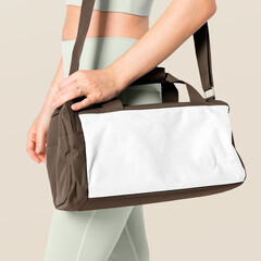 Canvas Print - Png brown duffle bag mockup gym essentials studio shoot