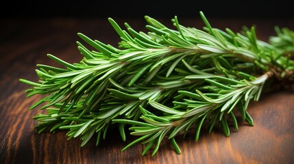 Sticker - fresh rosemary on a wooden table