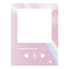 Poster - Aesthetic holographic png music app frame, transparent design