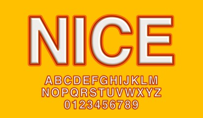 Wall Mural - white letters with orange outlines on yellow background.