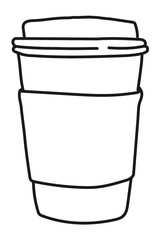 Poster - Coffee cup png sticker, beverage line art drawing on transparent background