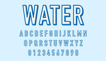 Poster - Blue outlined white alphabet and numbers.