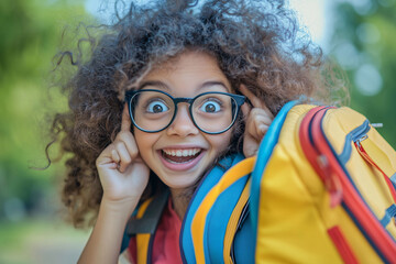 Excited and Expressive Child Ready for Back to School Adventures