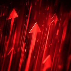 Red arrows downtrend abstract background, capturing the essence of decline with dynamic red arrows. Perfect for conveying financial downturns and market concepts. Futuristic and Tech theme.