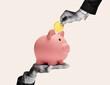 © svetazi - Piggy bank as a metaphor for banking services. Art collage.