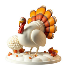 a 3d thanksgiving turkey on Isolated transparent background png. generated with AI