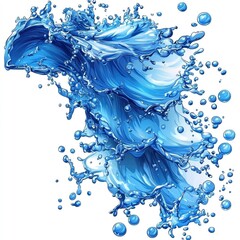 Wall Mural - Abstract Water Splash - Blue Liquid Wave with Droplets