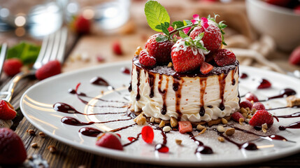 Wall Mural - cake with strawberries