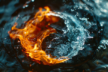 Sticker - Created with generative AI technology image of two natural elements fire and water