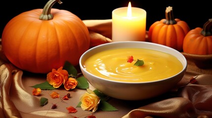 Wall Mural - pumpkin soup in a bowl