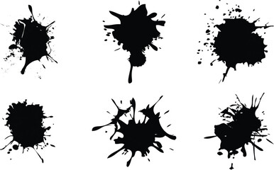 Splattered set of paint splatter drip background, black brush stroke blood paint splatter hand drawn vector set