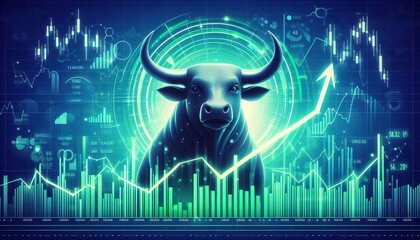 Wall Mural - Bull market stock rises, crypto, forex, trading