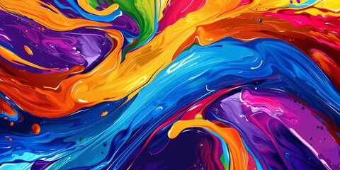 Wall Mural - a captivating and mesmerizing blend of colorful paint swirls, showcasing an array of vibrant hues an