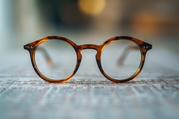 Round tortoiseshell glasses sit on a blurred background, ready to help someone see clearly.