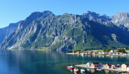 Poster - Picturesque Village Nestled in a Fjord Valley.