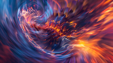 Wall Mural - A swirling mass of blue and orange sparks with a purple hue.