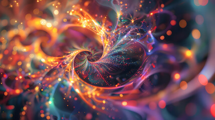 Wall Mural - A colorful, swirling pattern of lights and shapes. The colors are bright and vibrant, creating a sense of energy and movement.