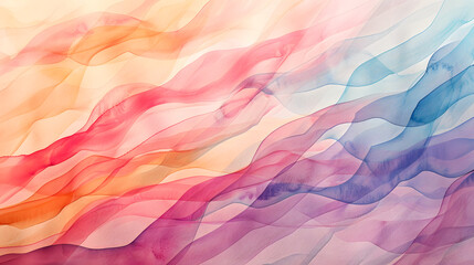 Wall Mural - A painting of a wave with a rainbow in the background. 