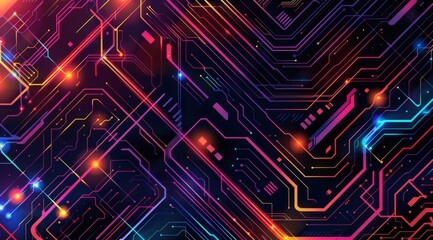 Poster - A visually striking and captivating abstract design showcasing vibrant and colorful circuit board patterns