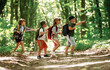 © standret - Going to the side. Kids in forest at summer daytime together