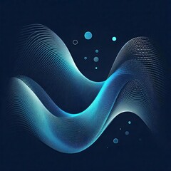 Poster - Abstract presentation background wave curve. Background. Abstract decoration, halftone gradient, Dark blue background. AI generate