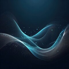 Poster - Abstract presentation background wave curve. Background. Abstract decoration, halftone gradient, Dark blue background. AI generate