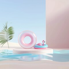 Wall Mural - Summer Fun with Inflatable Pool Float