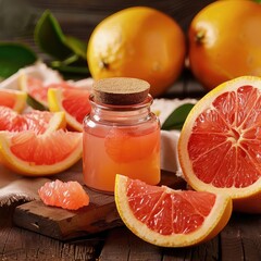 Wall Mural - Fresh Citrus Fruit Slices and Juice