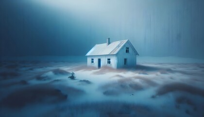 Sticker - Lonely house in a blue scene