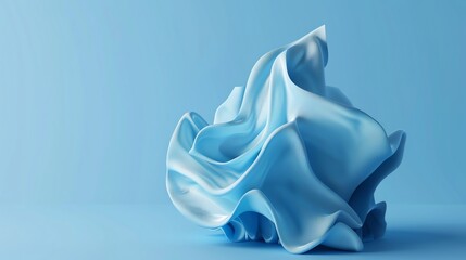 Wall Mural - A 3D rendered abstract shape of a blue fabric.