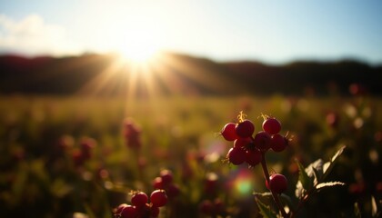 Sticker - Red Berries in Golden Sunlight.