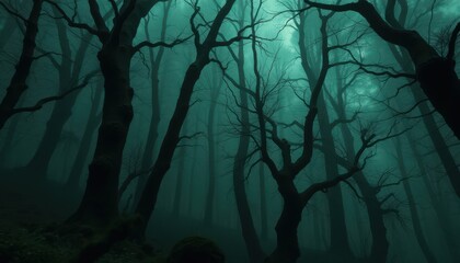 Canvas Print - Dark and Foggy Forest.