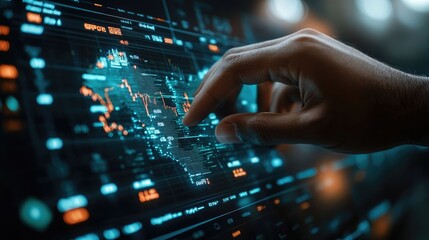 Poster - Businessman analyzing stock market data on a digital screen
