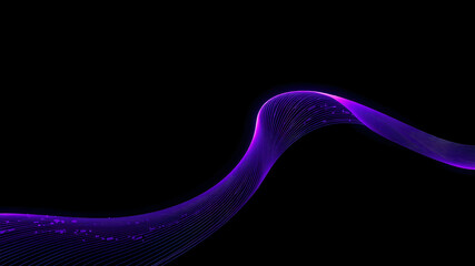Wall Mural - high speed technology dynamic digital curve purple ribbon coming from left bottom reaching out to ri