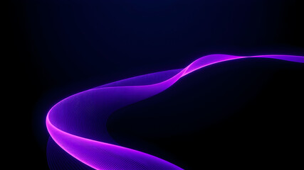 Wall Mural - high speed technology dynamic digital curve purple ribbon coming from left bottom reaching out to ri