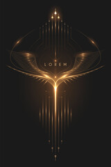 Wall Mural - golden wings in lines with light effect