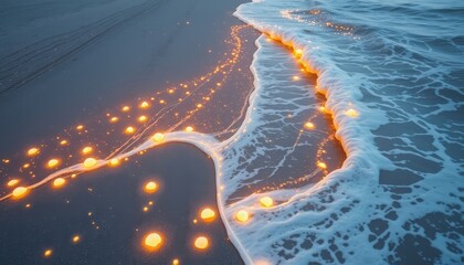 Sticker - Glowing Seashells on the Beach.