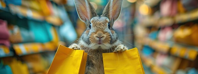 Sticker - Bunny with Shopping Bags