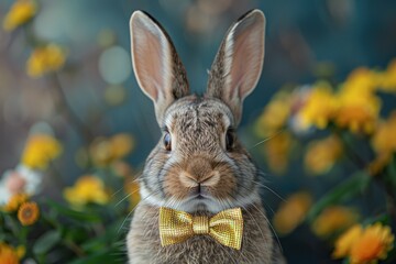 Wall Mural - Cute Bunny with Bowtie