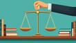 © SynthArt Studio - Hand lifting justice scales, morality in action, flat design illustration