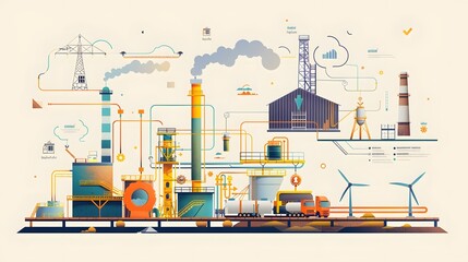 Poster - A lifecycle diagram showing embedded energy in products, from raw material extraction to manufacturing and disposal, with visual elements illustrating the total energy required for each stage