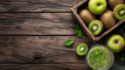 Juice drink with fresh kiwi fruit