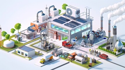 Poster - A detailed scene showing various energy end-use applications, such as heating, cooling, and transportation, with visual indicators of their efficiency and energy consumption in different settings