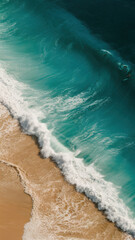 Poster - A person is surfing in the ocean near a beach, AI